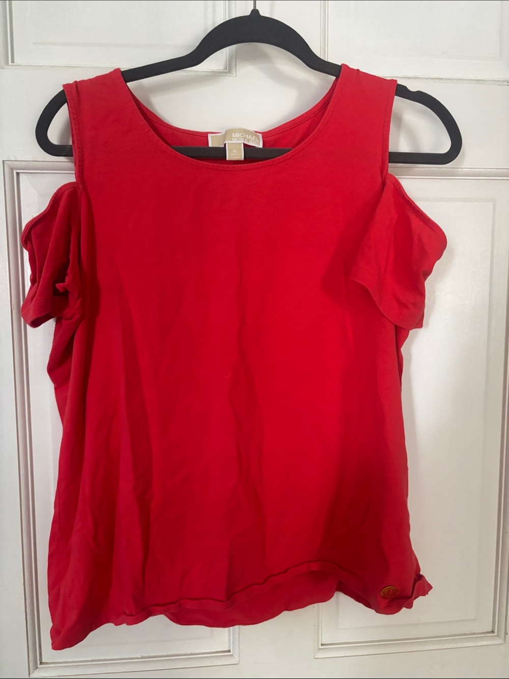 Michael Kors Red Cold-Shoulder Tank Top